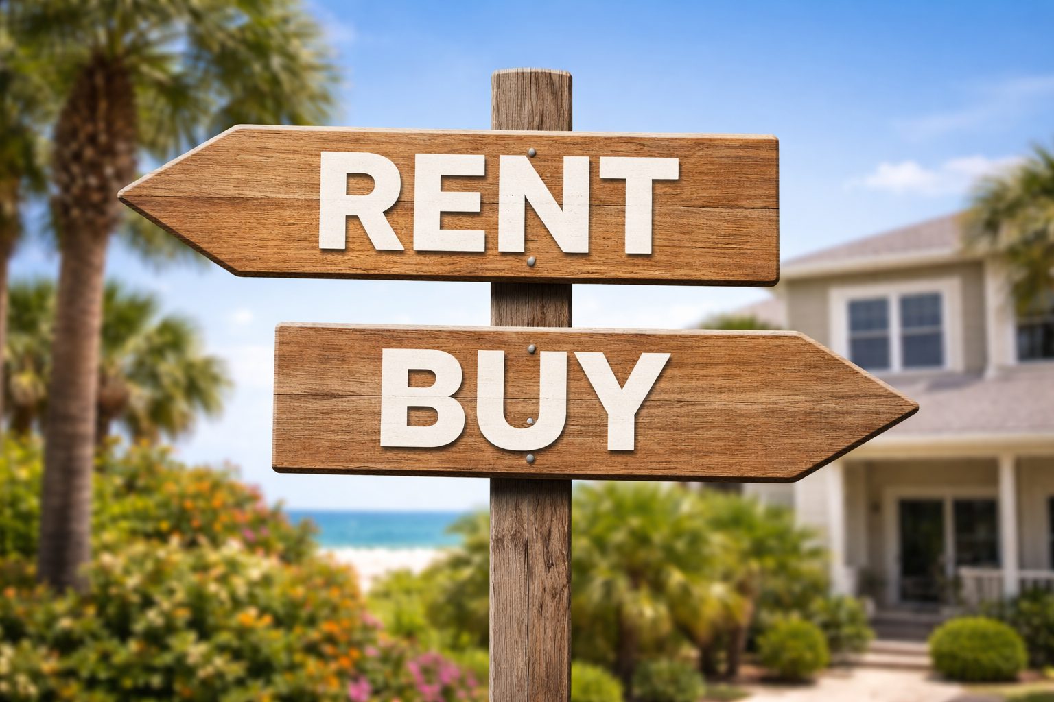 Buying vs. Renting Crossroads sign