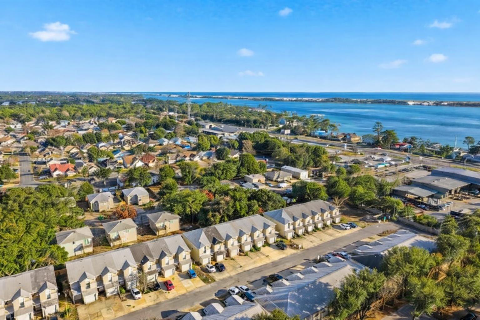 Aerial View of Mary Esther, FL (Keystone Townhomes, Highway 98, & the Sound)