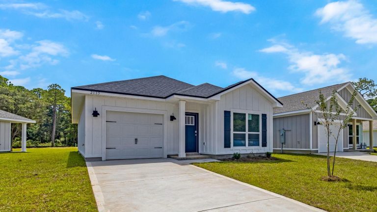 Newly built single-story home with a two-car garage