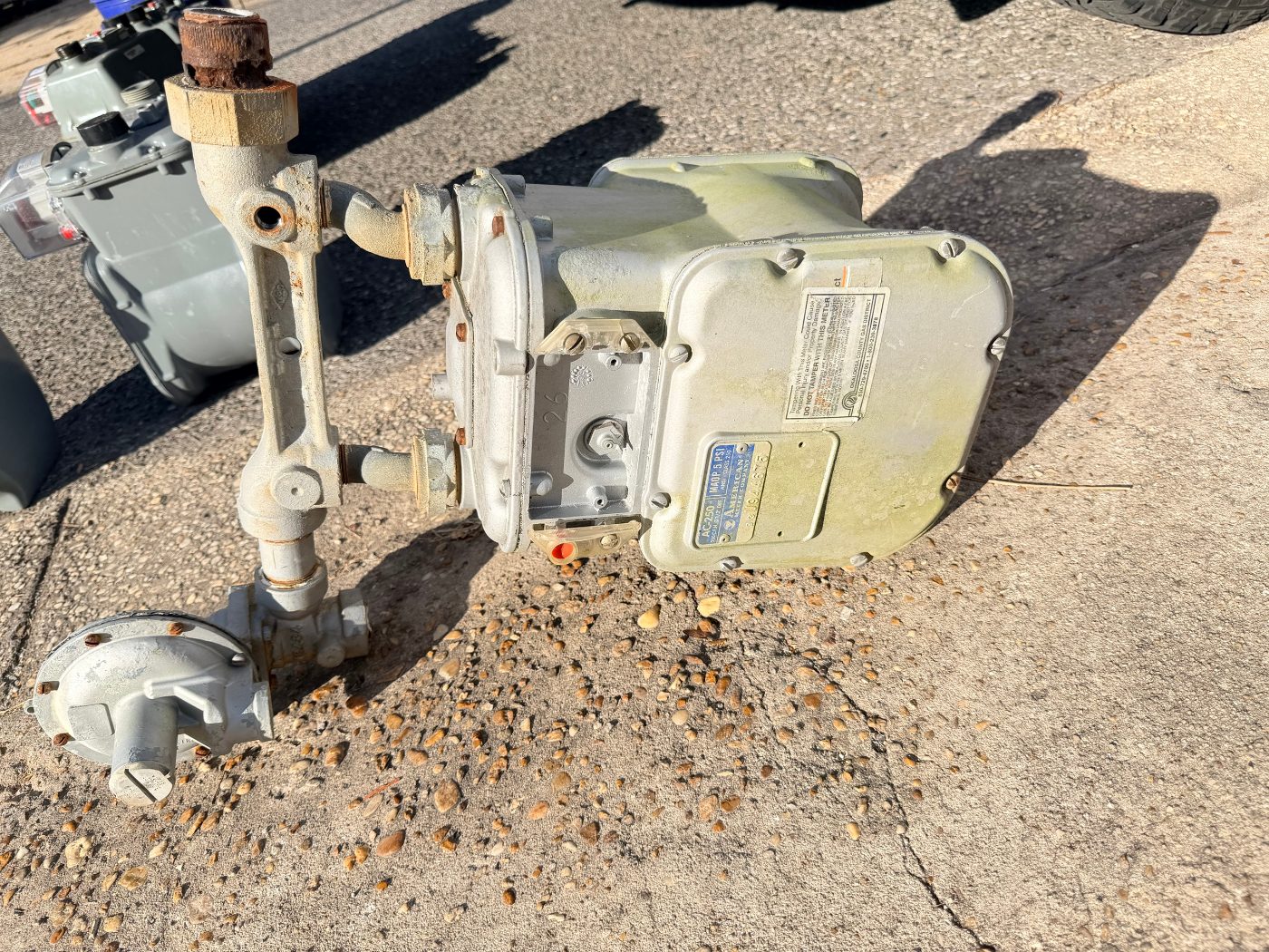 Old gas meter and piping removed by Okaloosa Gas after finding a small leak